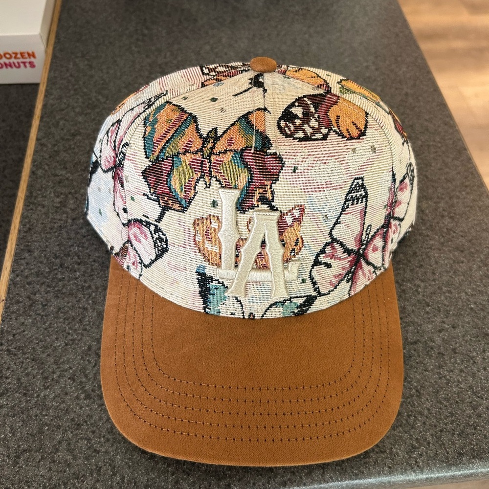 Kids Butterfly Pattern Cap with Tan Brim